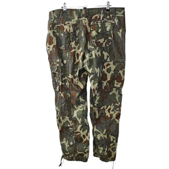 Norma Kamali Womens Camo Cargo Utility Joggers Cinch Bottom Size 14 Cotton - Picture 2 of 8